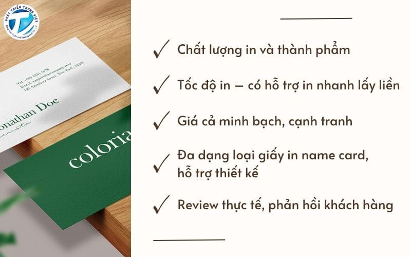 Tiêu chí đánh giá một xưởng in name card uy tín